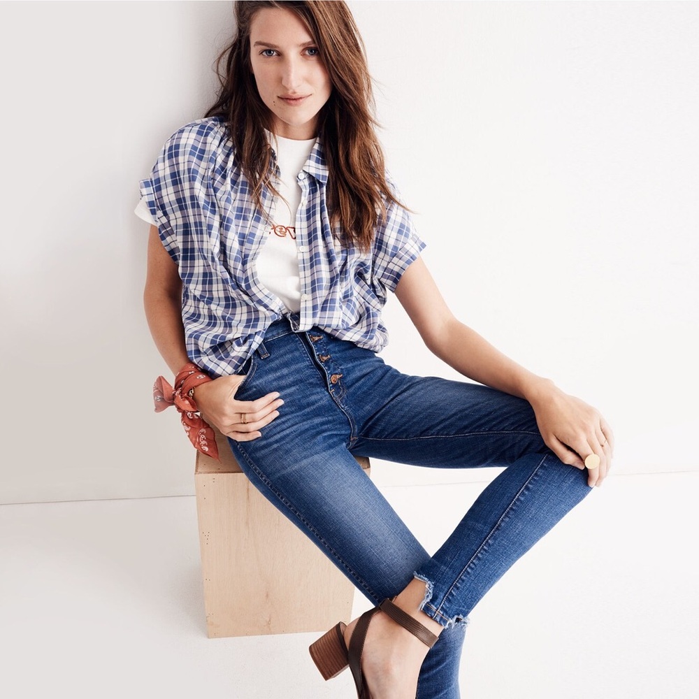 Madewell 10” High Rise Skinny Chewed Hem Jeans Blue Size 29